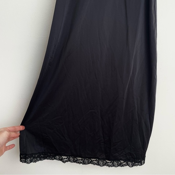 Vintage‎ Shadowline babydoll satin slip dress black whimsigoth fairy lace witchy - Picture 6 of 9